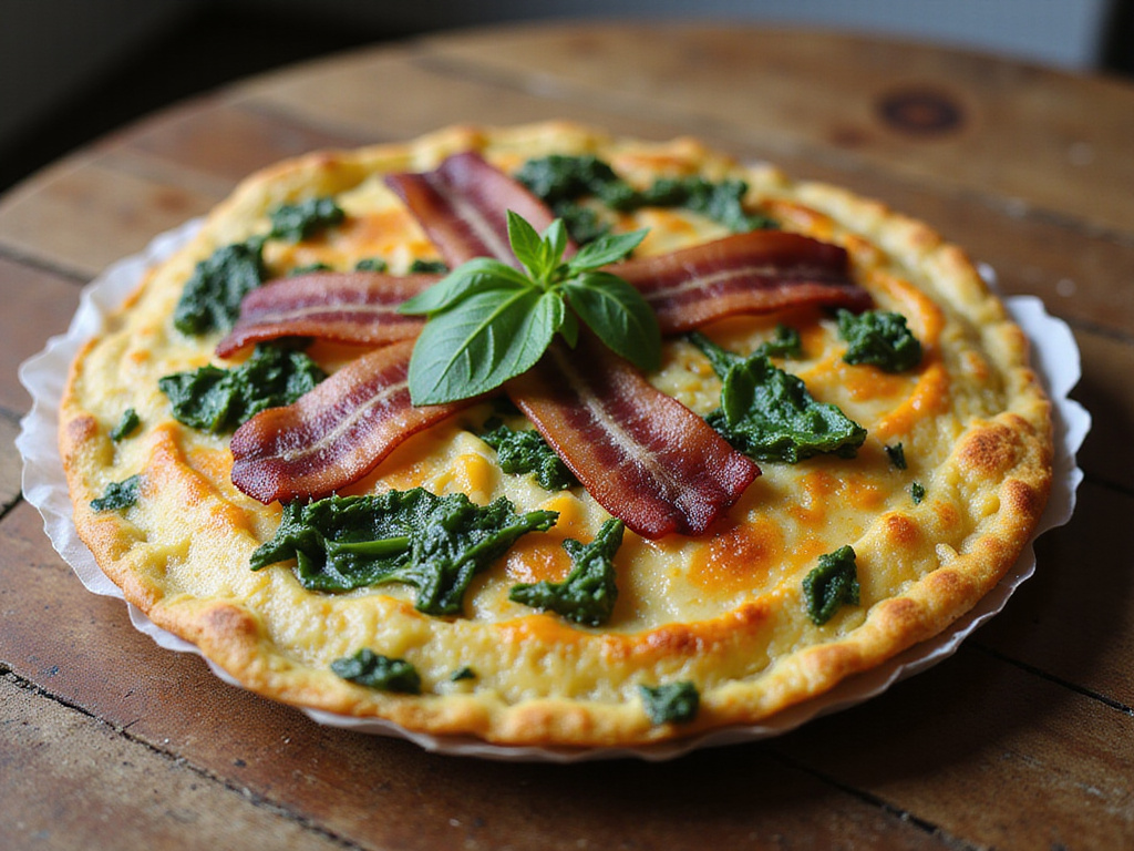 Tortilla de Espinacas y Queso con Tocino Keto