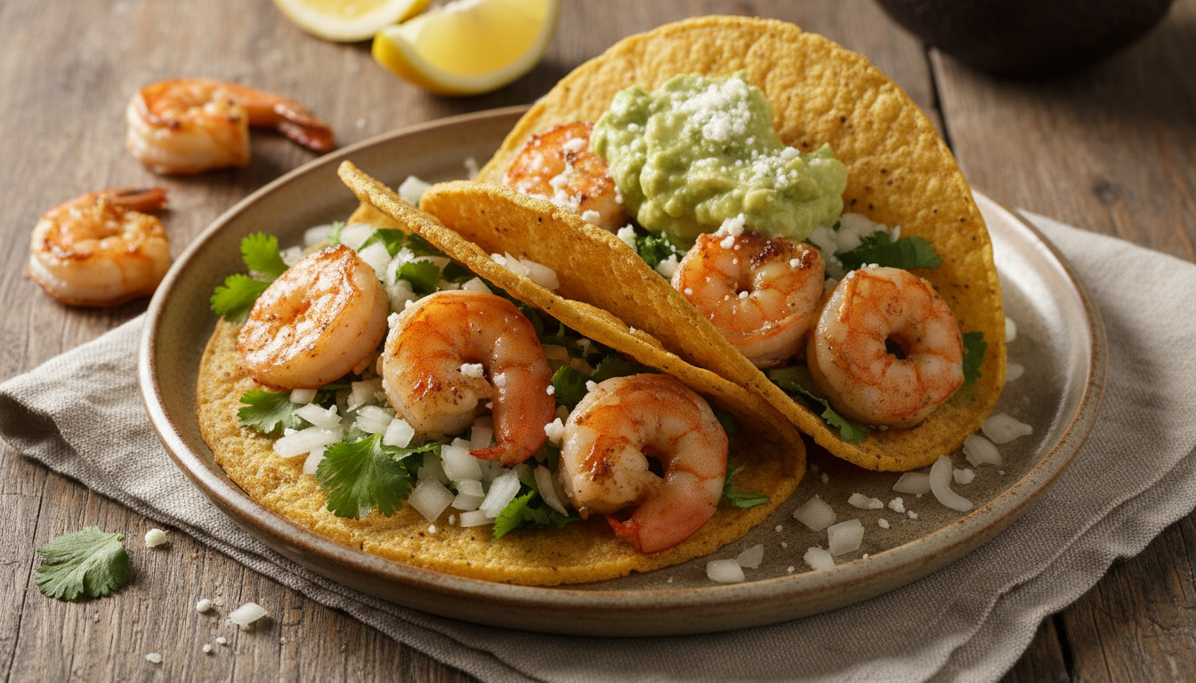 Tacos de Camarones con Salsa de Aguacate Keto