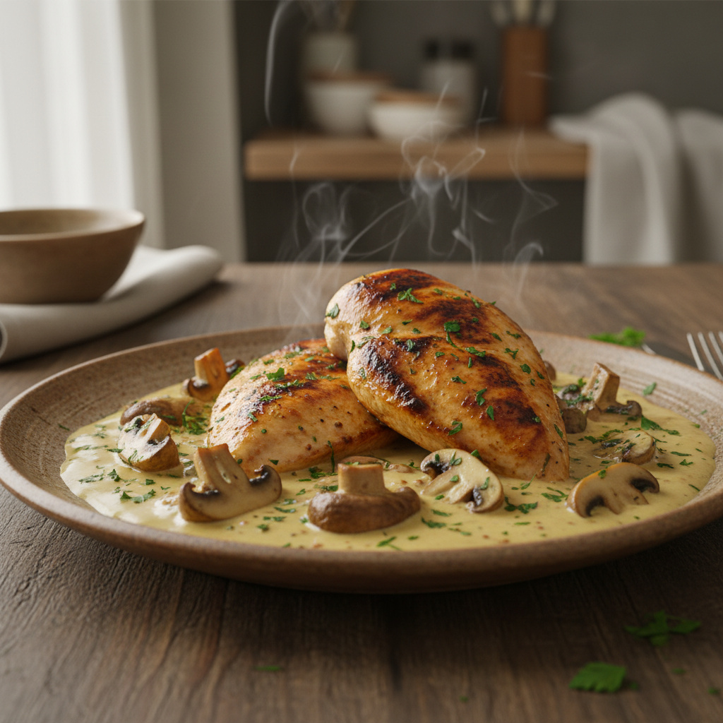 Pollo Cremoso con Salsa de Mostaza y Champiñones Keto
