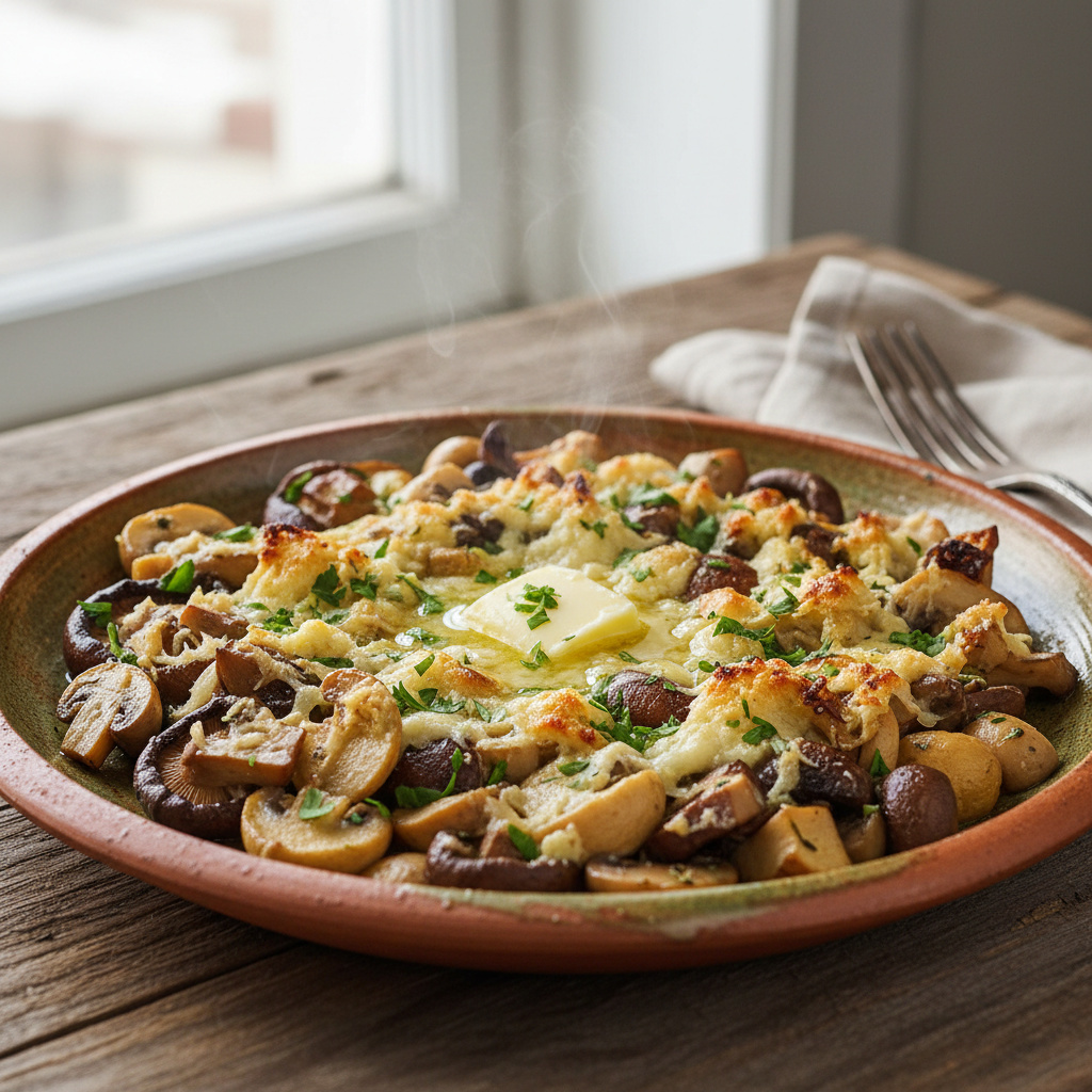 Setas Mixtas y Champiñones al Horno con Queso de Cabra Keto
