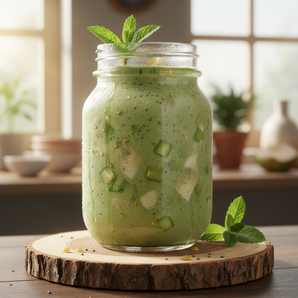 Batido Keto de Alcachofa y Espárragos con Coco Verde