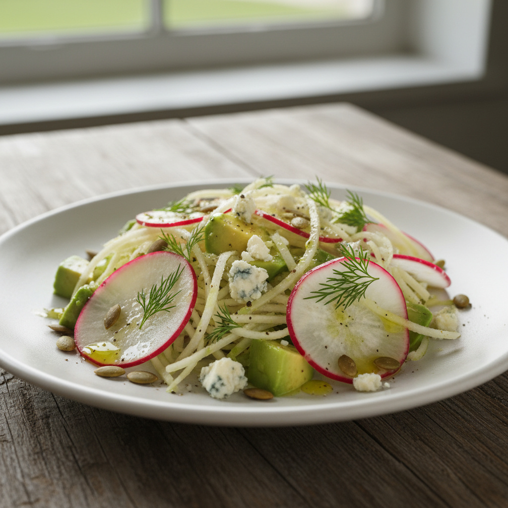 Ensalada Crujiente de Rábanos y Nabos con Queso Azul Keto