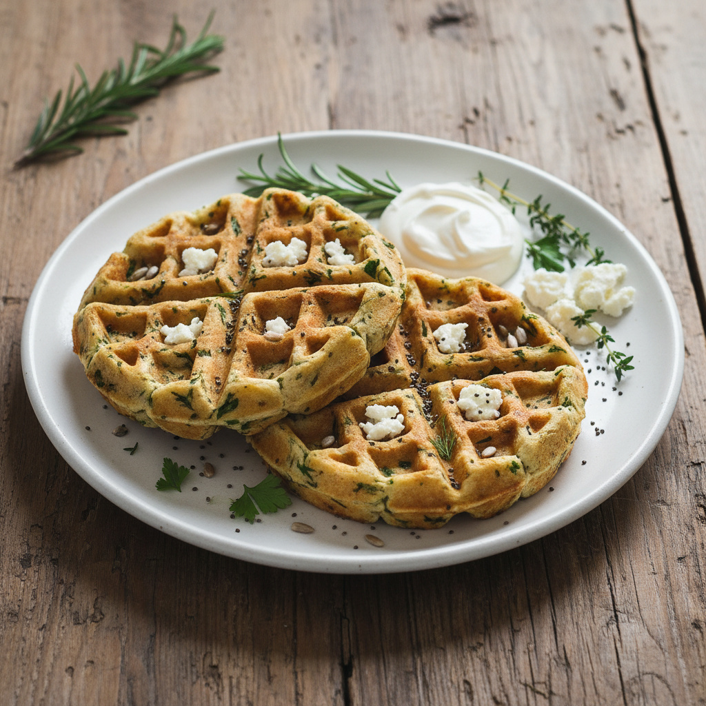 Waffles de Queso de Cabra y Hierbas con Semillas